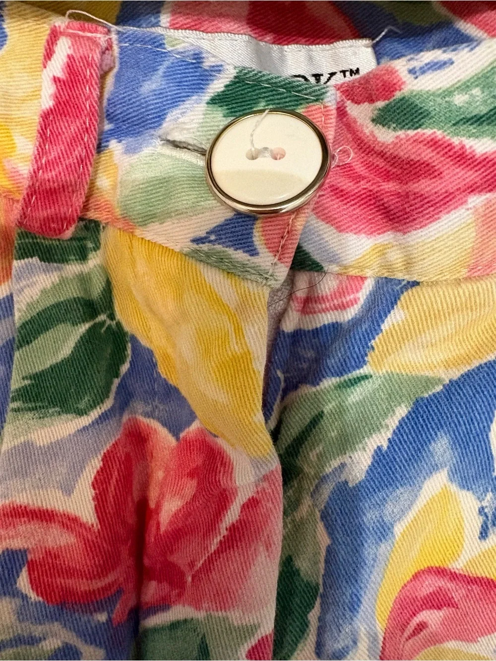 Vtg 90s Eastbrook High Waisted Cotton Pleated Tropical Floral Shorts Retro 4